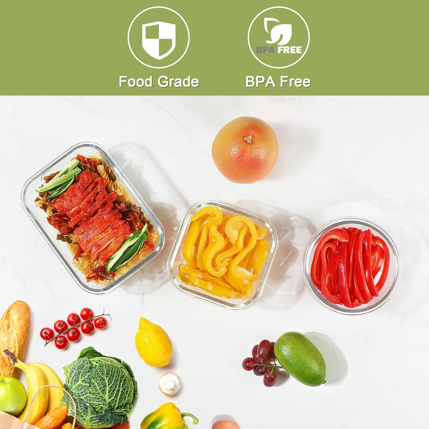 30 Piece Glass Food Storage Containers Set, Glass Meal Prep Containers with Lids, Airtight Lunch Box, BPA-Free, Microwave, Freezer & Dishwasher Safe