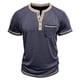 thumbnail image 4 of Playera Elvqul para Hombre sin Estampado Manga Corta Azul Marino Algodón Casual Con Bolsillos Solapa, 4 of 6