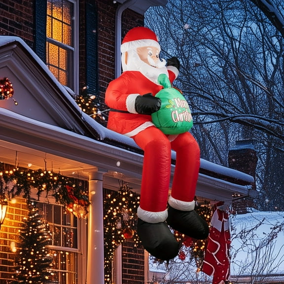 5.6 FT Christmas Inflatable Santa Claus Outdoor Decorations, Blow up Red Garden