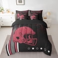 thumbnail image 2 of jejeloiu Rugby Helmet Pattern 7 Pieces Bedding Comforter Set,Red Black Full Bedding Set For Boys Teens Reversible, 2 of 8