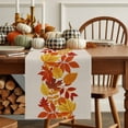 thumbnail image 5 of Table Runner Dresser Scarves 36 Inch Long,Autumn Thanksgiving Orange Maple Leaf Linen Dining Table Runners Vintage Linen Texture Tabletop Scarf for Wedding Holiday Party Kitchen, 5 of 9
