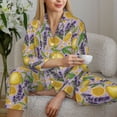 thumbnail image 5 of KLL Lavender Flowers Print Women's Long Sleeve Pajamas with Pants Sleepwear Loungewear 2 Set-Large, 5 of 7