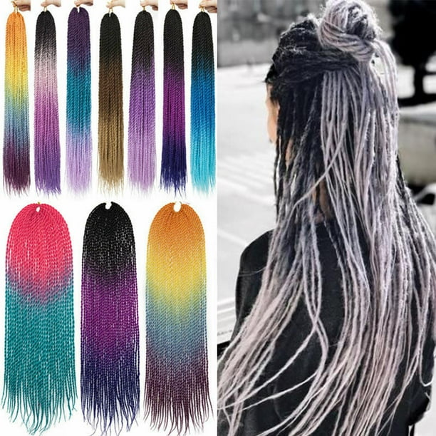 S Noilite Senegalese Ombre Twist Crochet Braids Avaliable For Women Low Temperature Fiber Synthetic Braiding Hair Extensions Dark Black Gold 24 100g Walmart Com Walmart Com