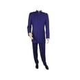thumbnail image 3 of Mens Apollo  King  Banded Collarless suit Chinese Mandarin Wide leg AG95 Purple, 3 of 11