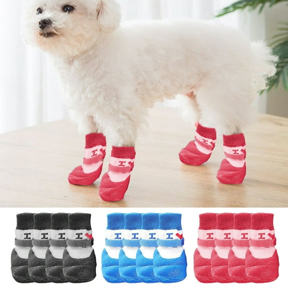 Bullpaw 4Pcs Waterproof Pet Shoes Anti-slip Pet Booties Paw Protectors for Walking Winter Dog Warm Shoes for Small Medium Large Dogs