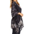 thumbnail image 4 of Sakkas Alizia Lightweight Embroidery Batik Top Tunic Blouse Caftan Cover up Poncho - Blue / Black - One Size Regular, 4 of 5