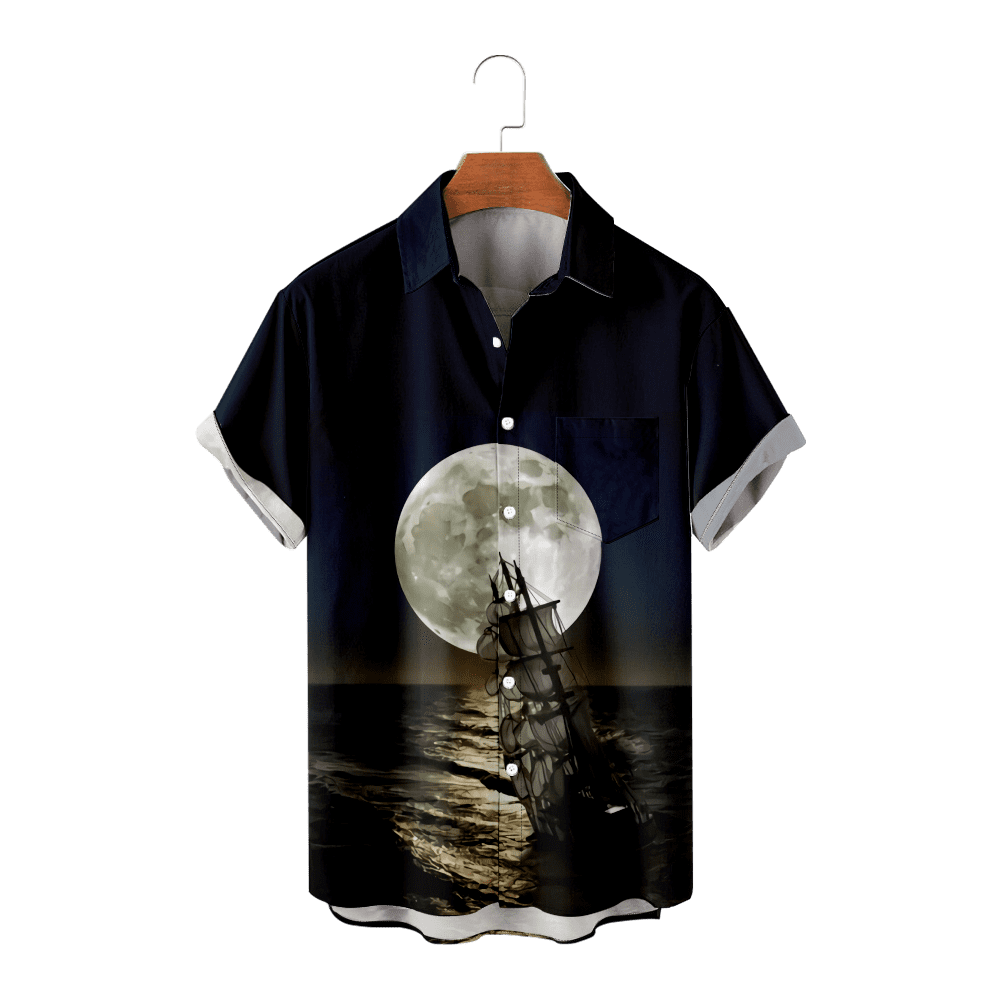 Men's Hawaiian Shirt Button Down Short Sleeve Shirt Fashion Aloha Beach