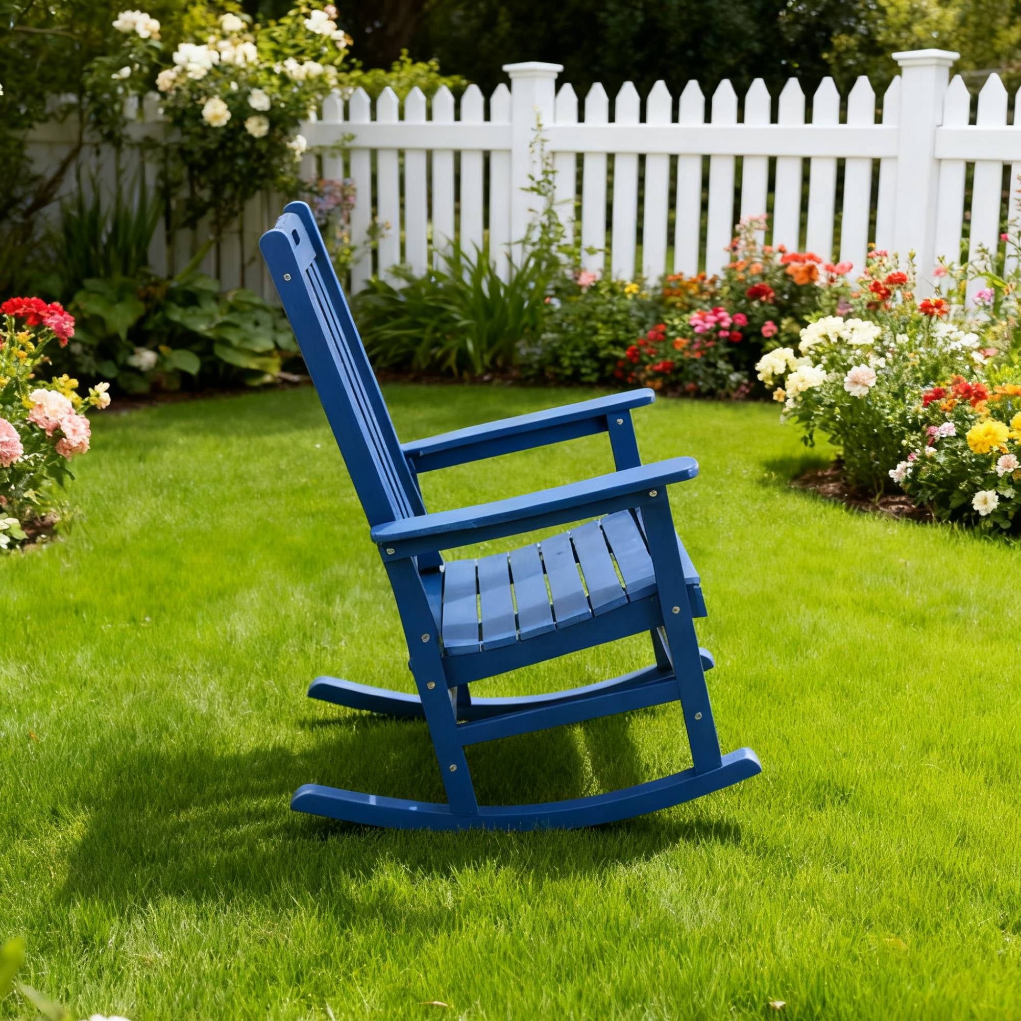 All Season Patio Rocking Chair, Leisure Swing Chair for Outdoor Garden Balcony Relaxation Daily Rest Space, Dark Brown