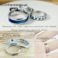 thumbnail image 4 of Two Rings Wedding Ring Sets His And Hers Couples Women Sterling Silver moissanite Man Titanium Wedding Bands, 4 of 7
