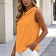 thumbnail image 4 of Kezqiaxn Tops for Women Summer Sleeveless Collared Work Button Up Shirt Business Dressy Work Blouses Fashion Clothing, 4 of 7