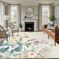 thumbnail image 2 of Watercolor Flowers Beige 5x8 Area Rugs, Spring Summer Retro Botanical Non-Skid Rubber Backing Large Rectangle Rugs - Living Room Bedroom Home Office, Indoor Floor Mat Carpets Washable Rug, 2 of 9