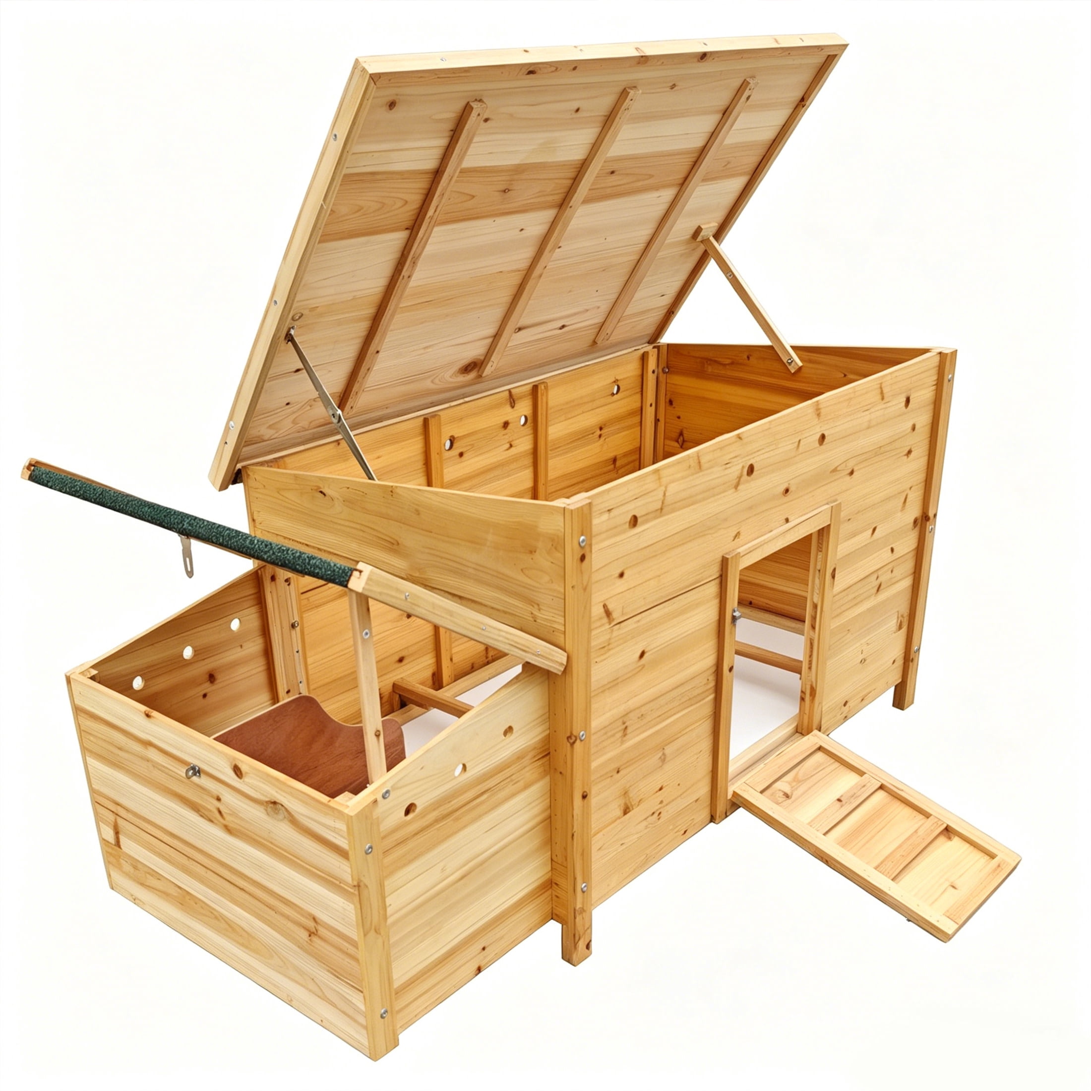 Noble House Wooden Chicken Coop with Nesting Box, Removable Tray & Waterproof Asphalt Roof