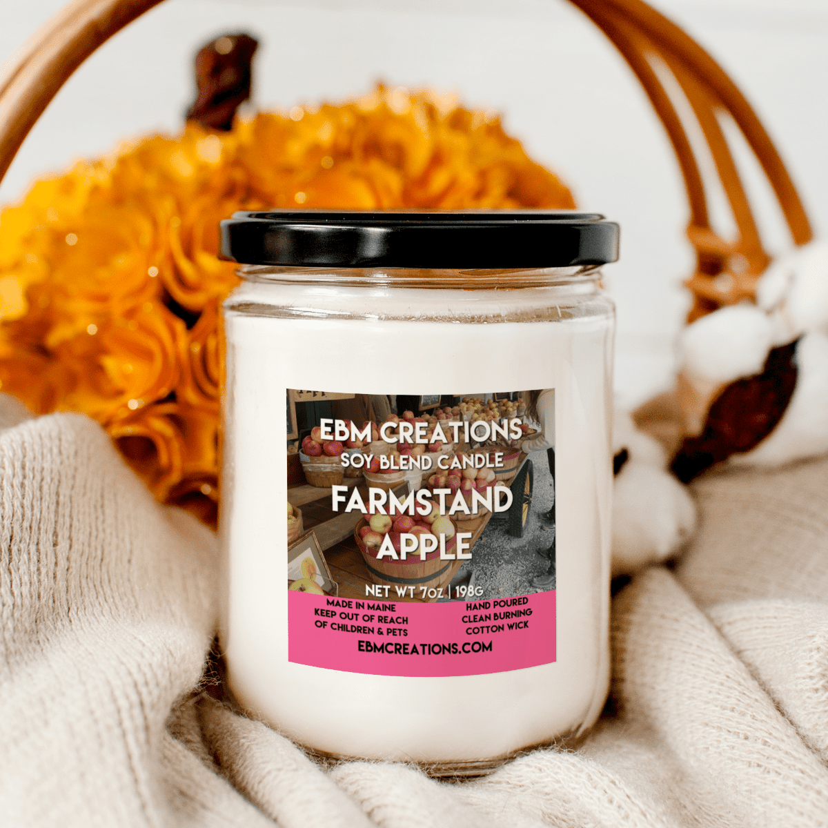 Farmstand Apple Scented Soy Blend Candle, EBM Creations, 7oz jar Highly Scented!