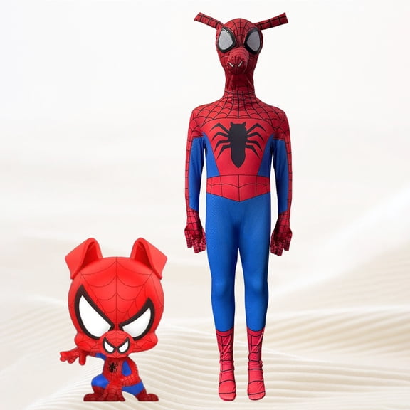 HTQWLP Halloween Superhero Costumes, Pop Style Role Playing Fancy Dress Costumes, Halloween Stage Performance Outfit-Jumpsuit with Pig Hood, Boys & Girls Birthday Party Dress up Costumes, Red/130