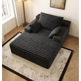thumbnail image 5 of CARZZI LIFE 63" Plush Cloud Chaise Lounge, Chaise Lounge Couch with Sponge Support, Sofa Bed Couch with Ergonomic Pillows for Living Room and Home Theater, Black, 5 of 8