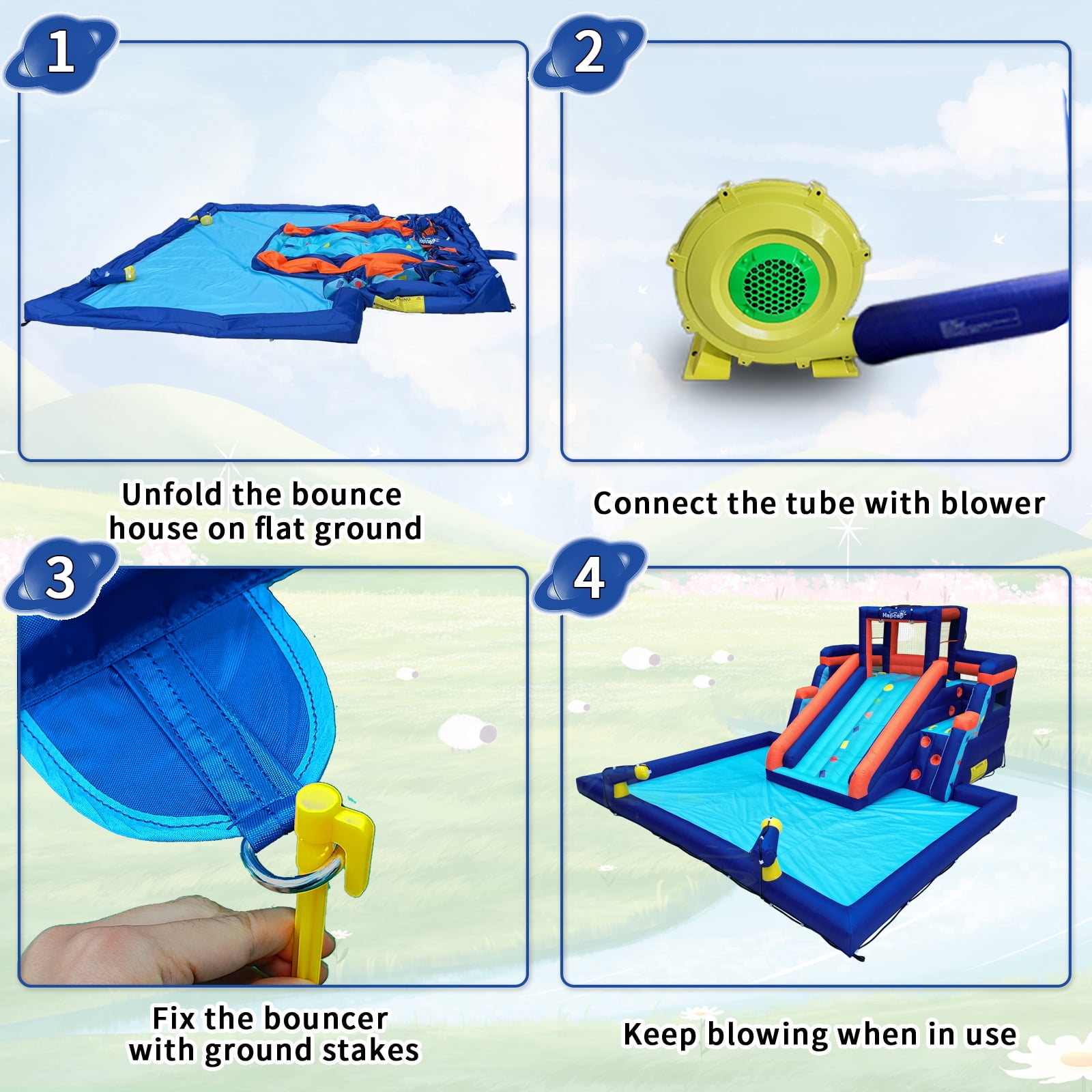 Hapcap Inflatable Water Park Slide for Kids, Backyard Summer Outdoors