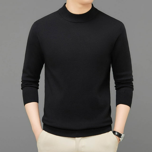 NaWent Hauts en Tricot pour Hommes Automne Hiver Décontracté Chandail Uni à Manches Longues Col Rond Blouse Chandail