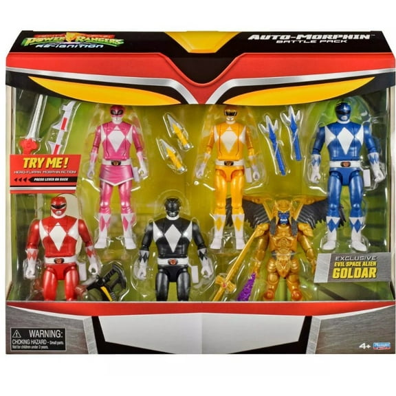 Power Rangers Re-Ignition Goldar with Red, Blue, Pink, Yellow & Black Rangers Action Figure 6-Pack