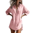 thumbnail image 2 of Mifsaly Womens Oversized Button Down Shirt Casual Long Sleeve Blouse Lightweight Cotton Linen Tunic Tops Loose Fit Collared Beach Cover Up Summer Work Outfits XL, 2 of 6