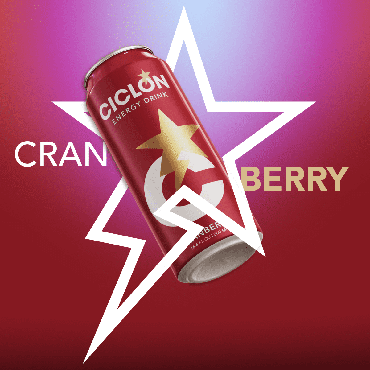 Ciclon Cranberry, Energy Drink, 16 fl oz Aluminum Single Can