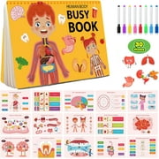 Montessori Preschool Busy Book for Toddlers, Human Body Anatomy Book for Kids 3-5, Preschool Learning Activities, Education Autism Learning Materials, Travel Toy Activities Gifts for Boys and Girls.