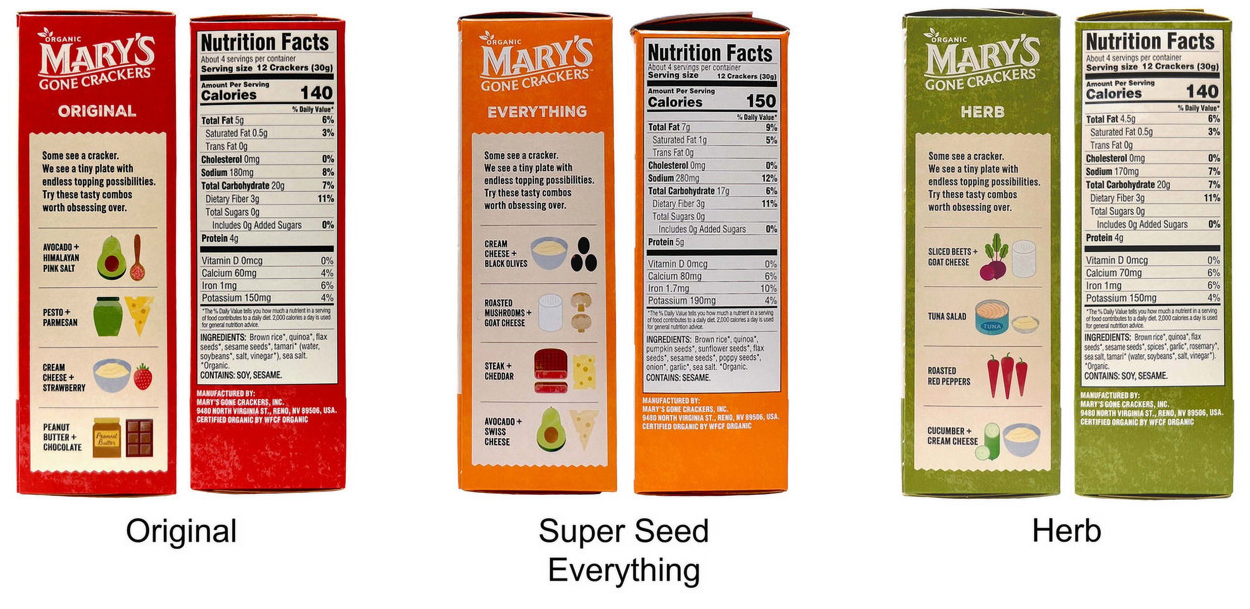 Mary’s Gone Crackers Organic Crackers Variety Pack, Original, Superseed & Herb, 4 oz Each (3 Pack) + MerlinsMart Zine