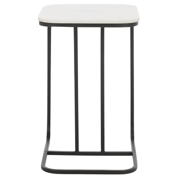 SAFAVIEH Yenna Modern 23" Accent End Table, White Marble/Black