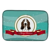 Carolines Treasures BB1553DDM Absorbent Dish Drying Mat for Kitchen Counter Basset Hound Merry Christmas Dish Drying Mat
