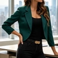 thumbnail image 5 of Edvintorg Blazers for Women Business Casual Plus Size Cropped Suit Jacket Long Sleeve Notch Lapel Blazer Womens Clothing Green L, 5 of 8