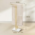 thumbnail image 5 of Bathroom Towel Rack Freestanding Floor Stand: Gold 36in 2‑Bar Weighted Marble Base Towel Holder, Rustproof 304 Stainless Steel Drying Rack for Bath&Hand Towels, No‑Drill Slim Organizer, Spa Pool, 5 of 17