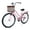 Pink, variant on Dolonm 26" Folding Bike for Adult, 7-Speed Lightweight Commuter Bicycle, V-Brake Women's Bike with Rear Shelf, Detachable Basket and Cup Holder, White