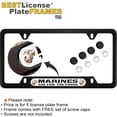 thumbnail image 2 of [Officially Licensed USMC Product] - USA Patriotic Anodized Aluminum Thin Top | Narrow Top Car License Plate Frame with U.S. Marines The Few The Proud Insert with Free caps - Black, 2 of 7