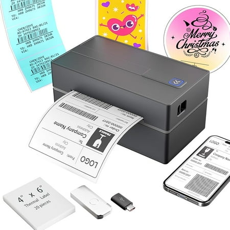 Bluetooth Thermal Shipping Label Printer – 4x6 Wireless Mini Label Maker with Waterproof Tape, Ideal for Small Business, Compatible with USPS, UPS, eBay, Amazon, Shopify & Etsy