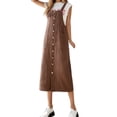 thumbnail image 2 of Denim Overall Dress for Women Summer Loose Casual Button Down Adjustable Strap A Line Midi Jean Dress with Pockets, 2 of 5
