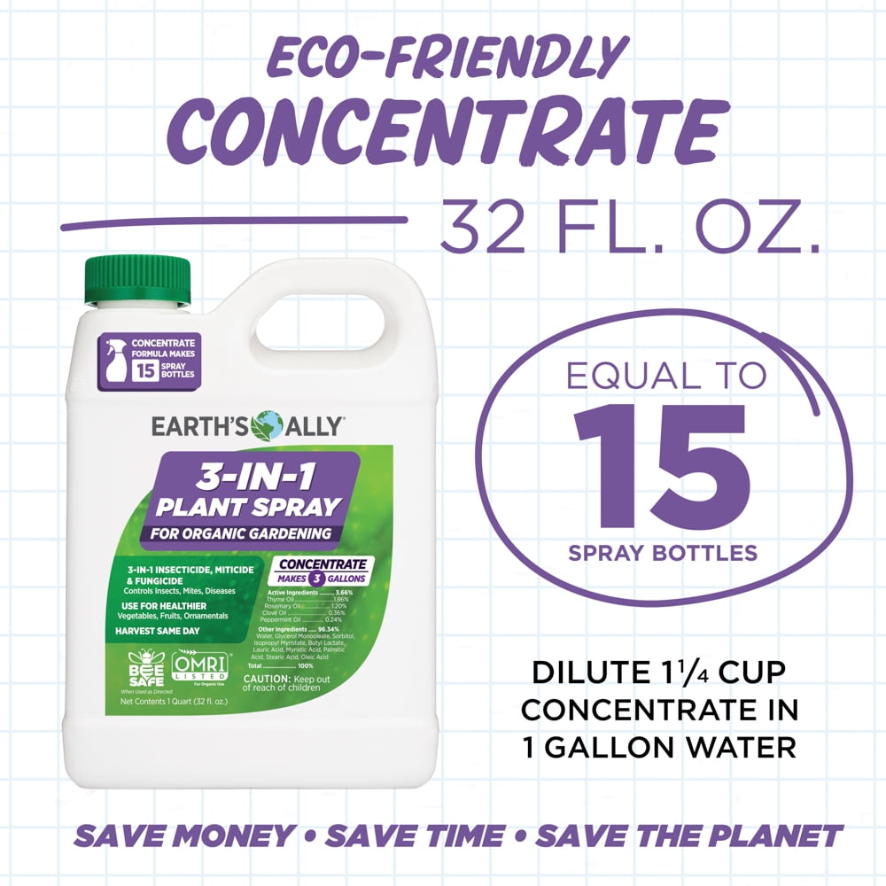 Earth's Ally 3-in-1 Plant Spray 32oz Concentrate