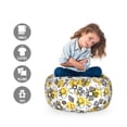thumbnail image 2 of Flowers Storage Toy Bag Chair, Leaves and Flora Iris Petals Essence Circular Background Paint Strokes, Stuffed Animal Organizer Washable Bag, Small Size, Mustard Black and White, by Ambesonne, 2 of 3