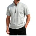 thumbnail image 2 of Sweatshirts For Men Short Sleeve Zip Up Mock Neck Sweatshirt Relaxed Fit Mens Casual Pullover Top with Pocket, 2 of 7