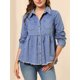 thumbnail image 5 of Camisa de mezclilla de botón con peplum de manga larga casual para mujer INSPIRE CHIC S Azul Claro, 5 of 6