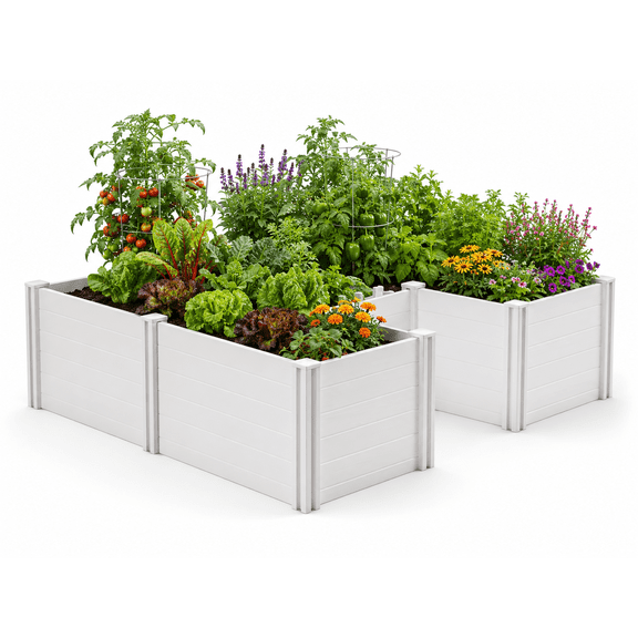 Vita Gardens Outdoor Patio Gardening Composting Keyhole Garden Bed, 6'L x 6'W
