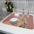 thumbnail image 6 of Brown Modern Dish Drying Mat - Abstract Drying Pad 18 x 24 Inch Geometric Women Art Dish Mat Leaves Dish Draining Mats Yellow Drying Pad for Kitchen Counter, 6 of 7