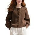 thumbnail image 4 of SnZhen Winter Sweater for Women Women's Casual Solid Color Long Sleeve Knitted Button Cardign Sweaters Coffee L, 4 of 5