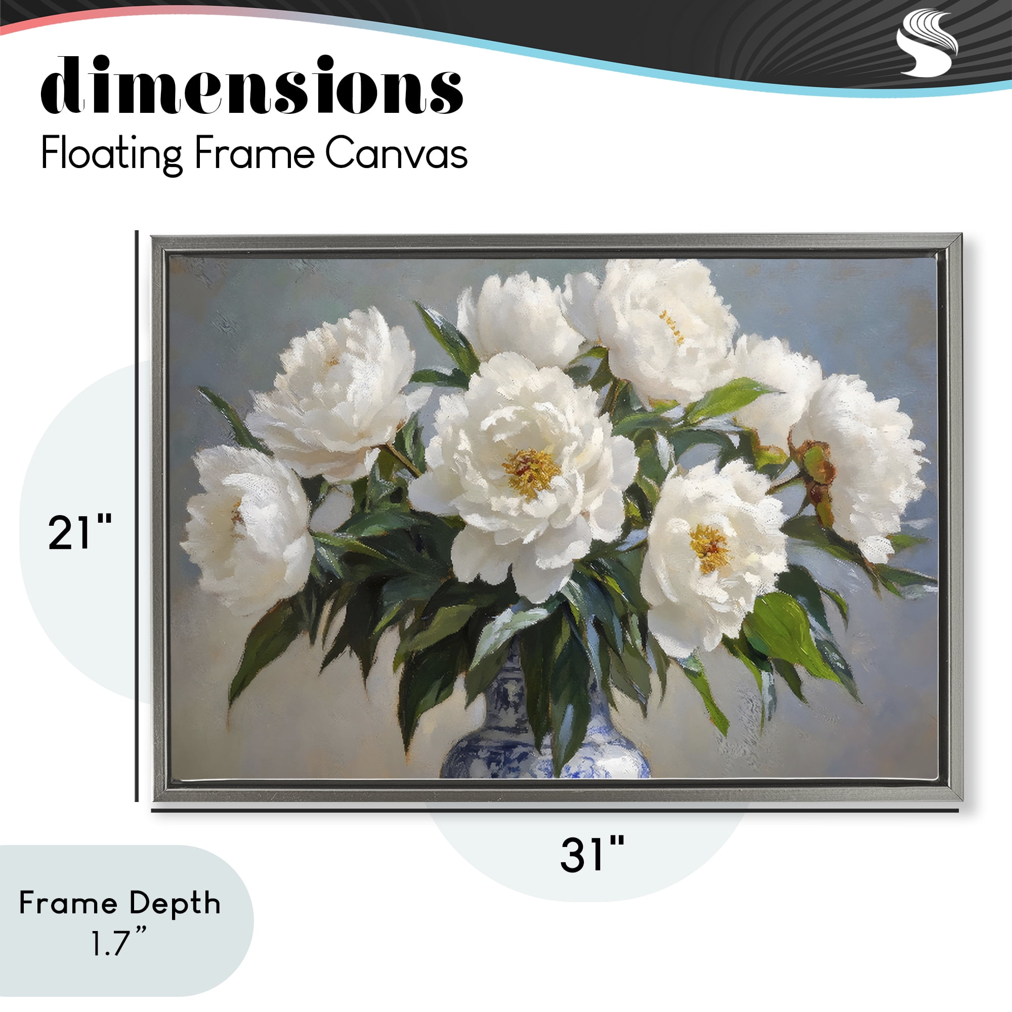 Stupell Industries In Full Bloom White Peonies Gray Framed Floater Canvas Wall Art, design by Petal Prints Design