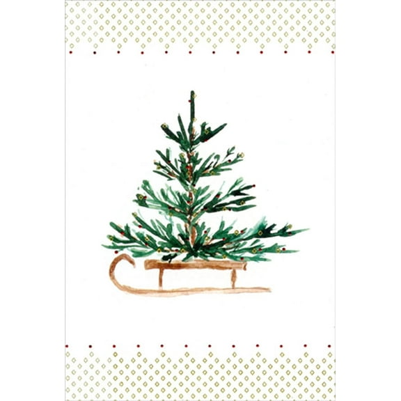 Pictura Small Tree on Wooden Sled Christmas Card