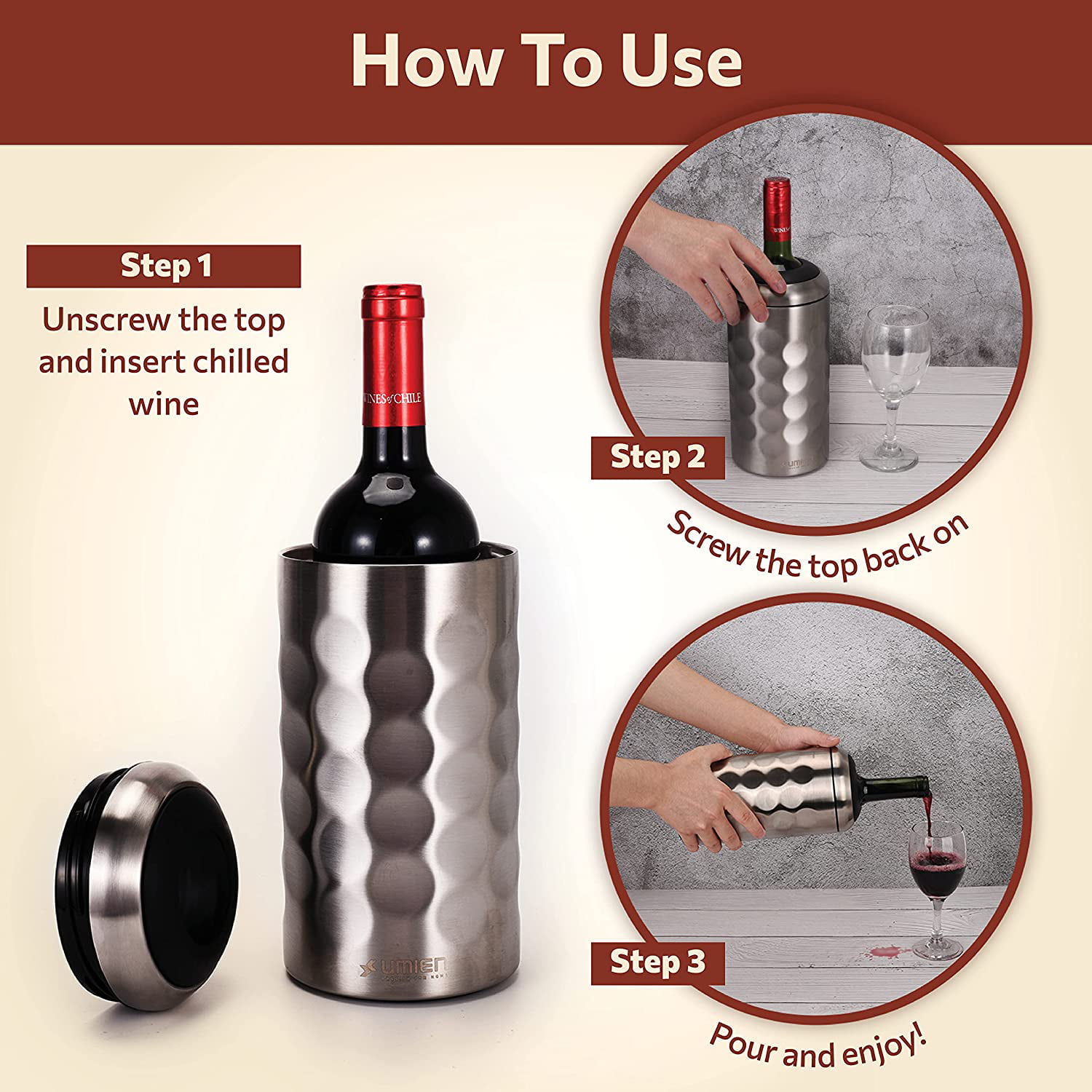 Wine Chiller Gift Set - Vacuum-Insulated Wine Bottle 750ml & Two Wine  Tumbler With Lids 16oz. Made o…See more Wine Chiller Gift Set -  Vacuum-Insulated