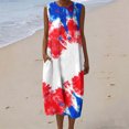 thumbnail image 2 of Fewfanhot Women's 4th of July 250th Anniversary American Flag Print Midi Dress, Crew Neck Sleeveless Patriotic Loose Fit Sundress with Pockets, Casual Summer Tank Dress, 2 of 9
