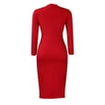 thumbnail image 6 of Yartina Womens Long Sleeve Bodycon Formal Party Cocktail Pencil Midi Dress Red M, 6 of 7