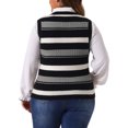 thumbnail image 3 of Suéteres de talla grande Agnes Orinda para mujeres, sin mangas, atuendos casuales, suéteres de punto a rayas con escote en V 3X Negro, 3 of 6