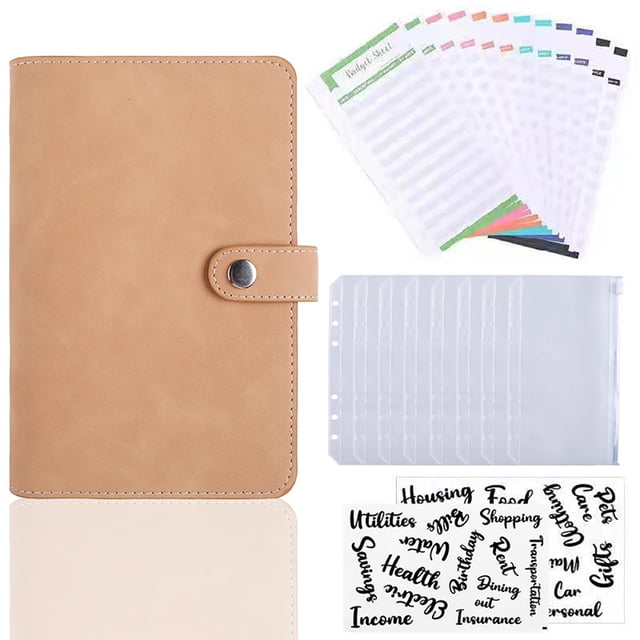 Cuaderno de cuero PU A6, cubiertas de carpeta de anillas redondas recargables de 6 anillas para cuaderno de papel de relleno A6, carpeta estilo agenda Personal