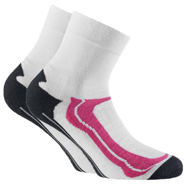 Rohner Basic calcetines de deporte unisex, paquete de 2 - Quarter Sport, mezcla de algodón Blanco/Pink 39-42