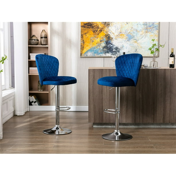 Comfy Upholstered Kitchen Bar Chairs, Large Seat Swivel Counter Stool